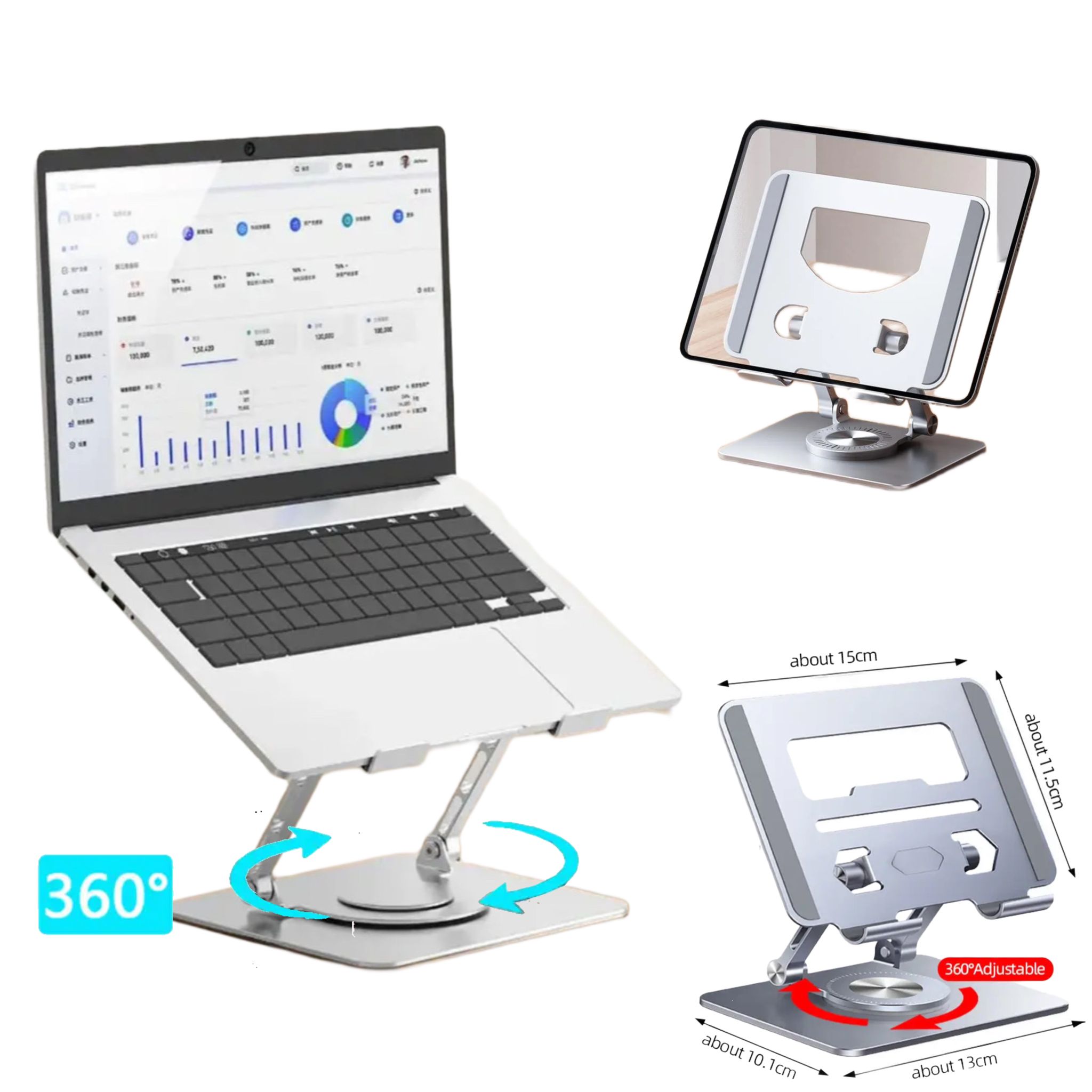 מעמד שולחני ללפטופ מסתובב דגם V3.1- 360
