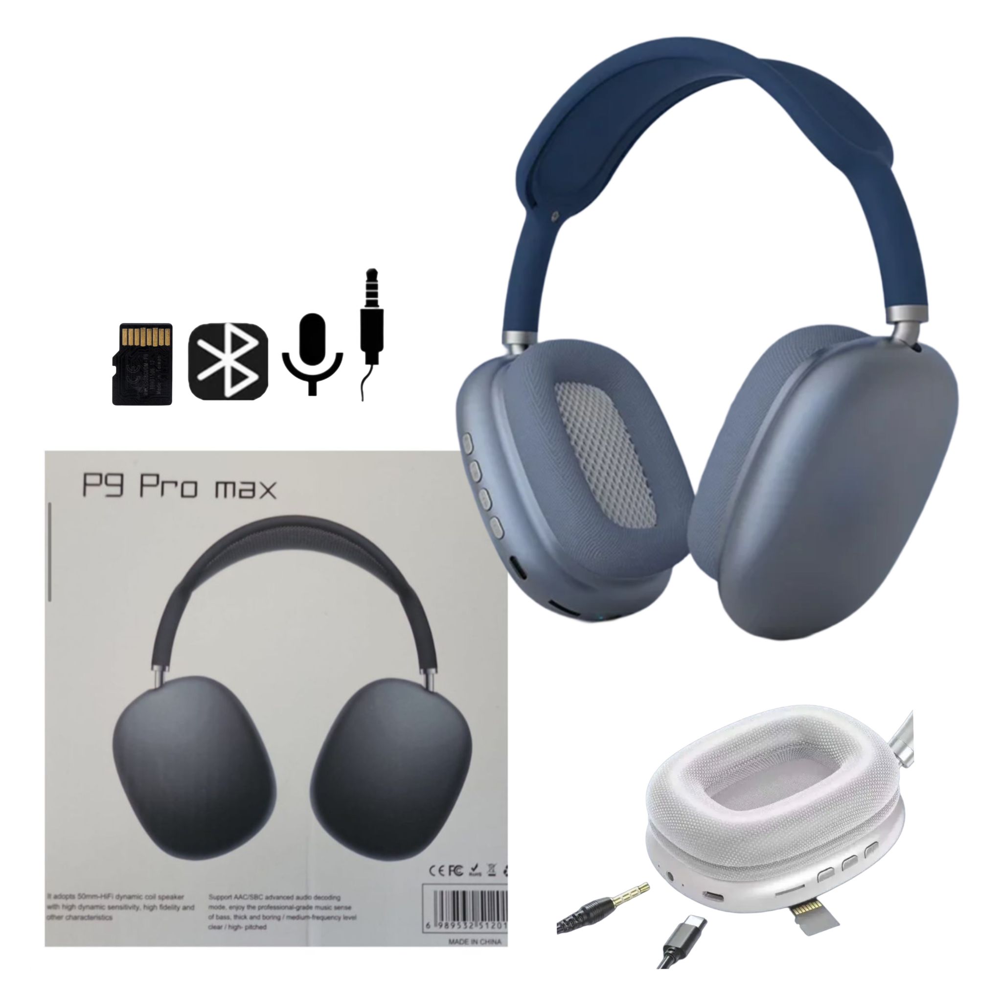 אוזניות בלוטוס קשת כחול P9 pro max
