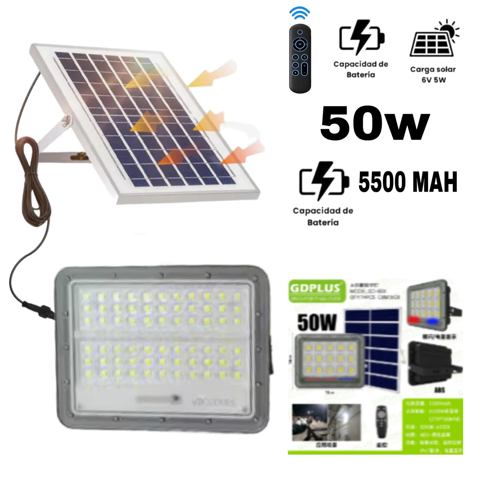 פרוזקטור לד סולארי 50W נטען סוללה 5500MAH כולל שלט GD-50X