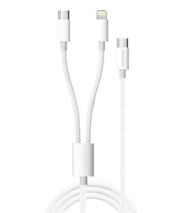 כבל קלוע 2 ב 1 TYPE C TO TYPEC / LIGHTNING דגם C201
