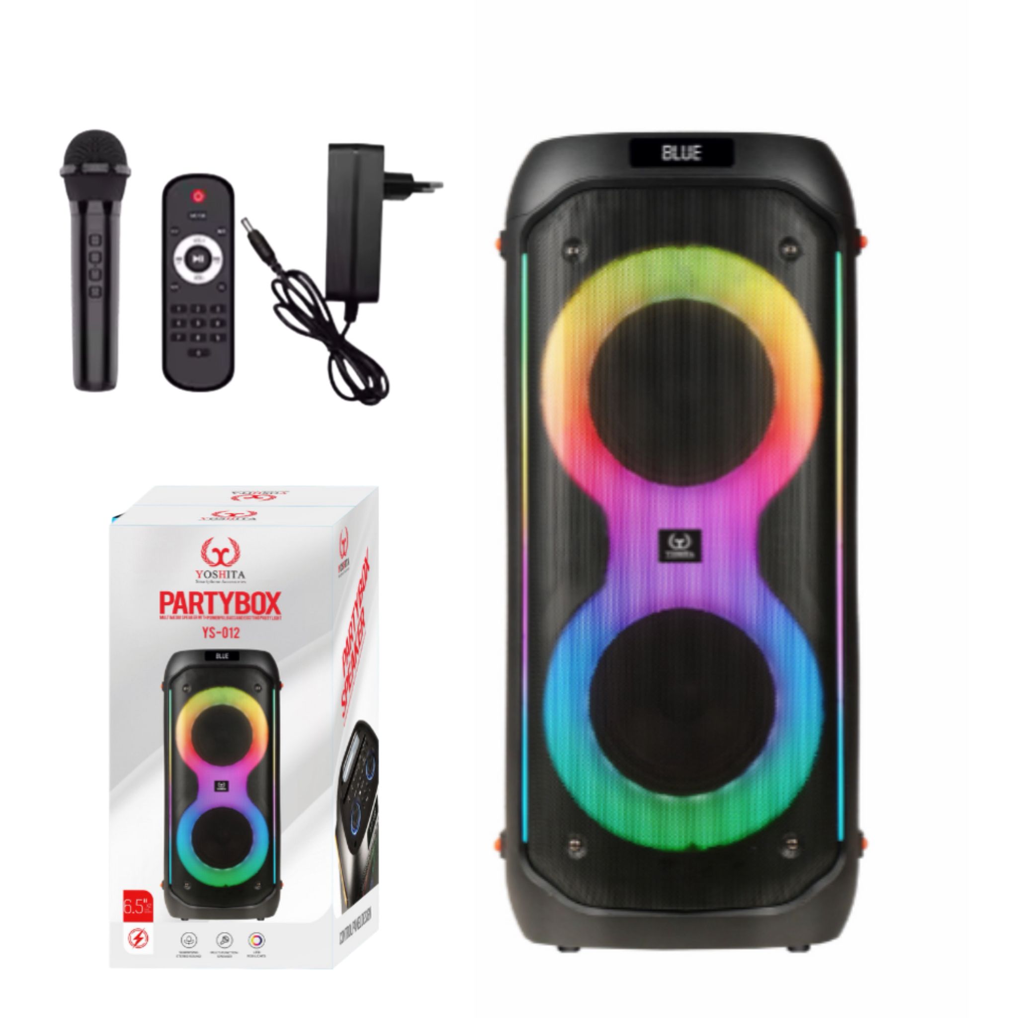 רמקול בידורית נייד 6.5*2 אינץ YS-012 40W כולל מיקרופון אלחוטי ושלט
