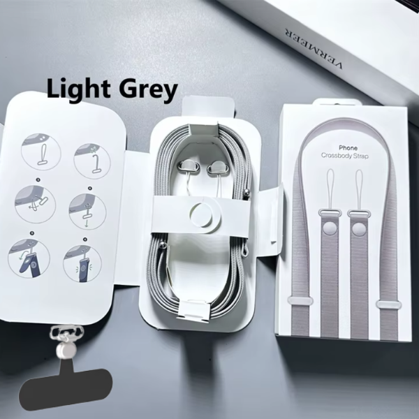 רצועת נשיאה מתכוונת ומתמגנטת לסמארטפון אפור