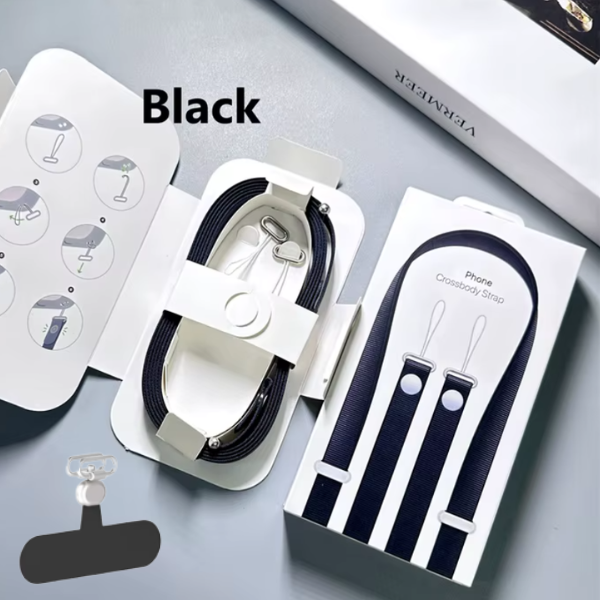 רצועת נשיאה מתכוונת ומתמגנטת לסמארטפון שחור