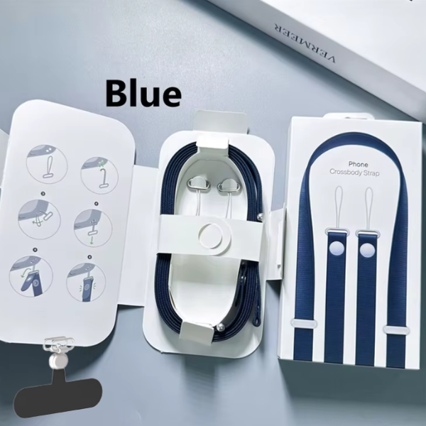 רצועת נשיאה מתכוונת ומתמגנטת לסמארטפון כחול