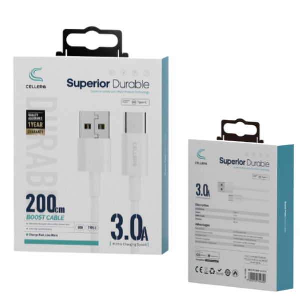 כבל 2 מטר USB-A TO C Ø3.8 דגם C207
