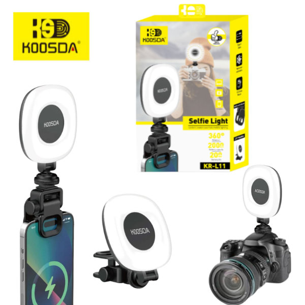 תאורת לצילום כוללת סוללה נטענת 300mah וקליפס לאחיזה בטלפון KOOSDA-L11